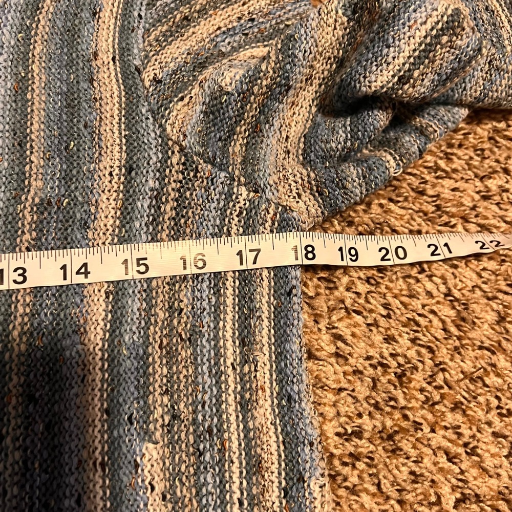 J Jill Striped Knit Sweater Pullover Long Sleeve Blue Grey XS‎ - Picture 3 of 5